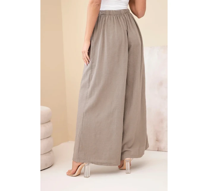 Dámské široké bavlněné kalhoty s gumou v pase fango Dámské široké bavlněné kalhoty s gumou v pase fango