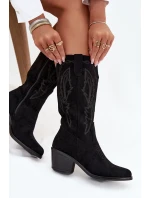 Kozačky Kovbojky Dámské Na Podpatku  Černé model 21708531 - VINCEZA