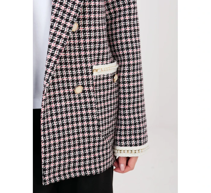 Marynarka LK MA model 21902715 czarno różowy - FPrice Marynarka LK MA model 21902715 czarno różowy - FPrice