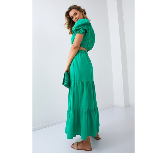 Dámská letní setová halenka se sukní zelené barvy