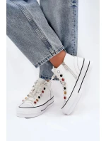 Dámské vysoké kožené trampky GOE – bílé