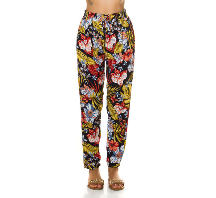 Trendy Highwaist pants with tropical print