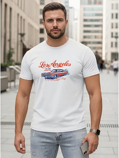 Pánské bavlněné tričko s potiskem Los Angeles white NX0055R