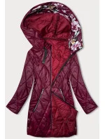 Dámská bunda ve vínové bordó barvě s ozdobnou kapucí (B8227-74) Dámská bunda ve vínové bordó barvě s ozdobnou kapucí (B8227-74)