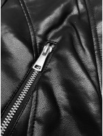 Černá dámská bunda ramoneska s ozdobným prošíváním J Style (11Z8129)