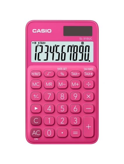 KAPESNÍ KALKULAČKA CASIO SL-310UC-RD ČERVENÁ, 10MÍSTNÝ DISPLEJ