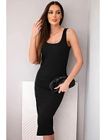 Dámské viskózové žebrované šaty na ramínkách černá Dámské viskózové žebrované šaty na ramínkách černá