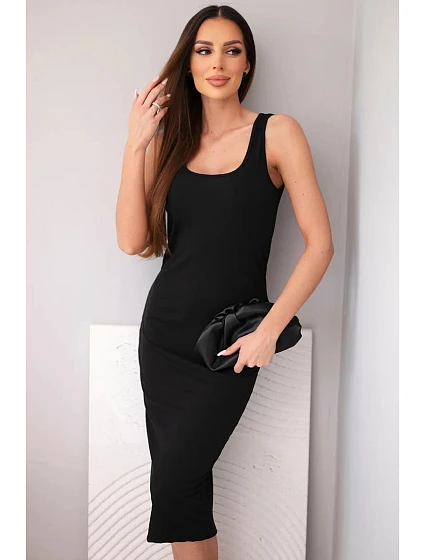 Dámské viskózové žebrované šaty na ramínkách černá Dámské viskózové žebrované šaty na ramínkách černá