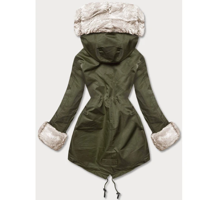 Bunda parka v army barvě s kožešinovou podšívkou model 21246675 - J.STYLE