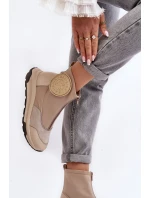 Dámské kožené boty s zipem model 21639047 béžové - Maciejka Dámské kožené boty s zipem model 21639047 béžové - Maciejka