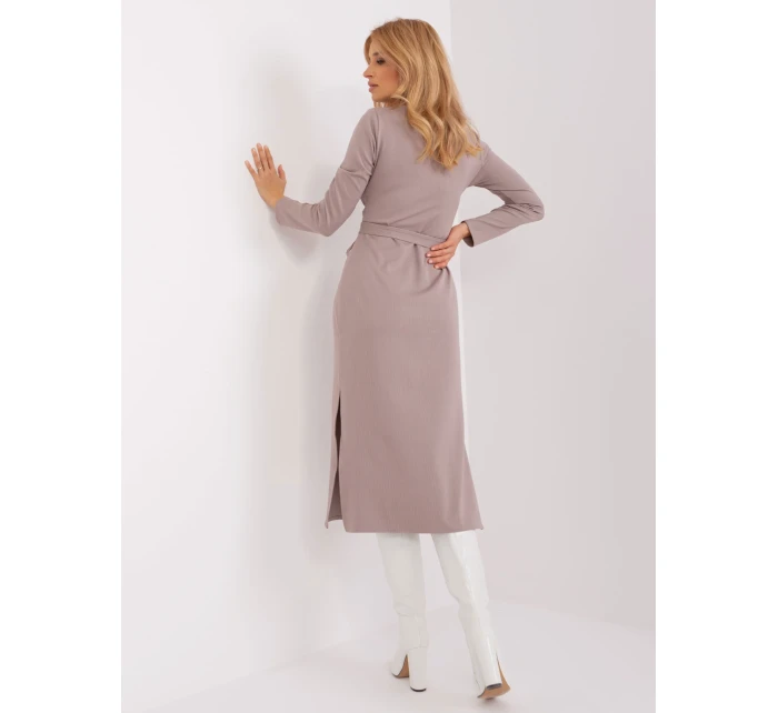 Sukienka LK SK model 19394546 ciemny bezowy - FPrice Sukienka LK SK model 19394546 ciemny bezowy - FPrice