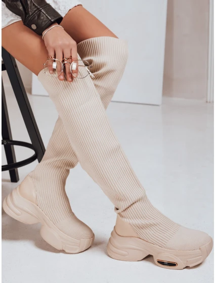 FashionStreet béžové dámské ponožkové boty ZY1322 FashionStreet béžové dámské ponožkové boty ZY1322