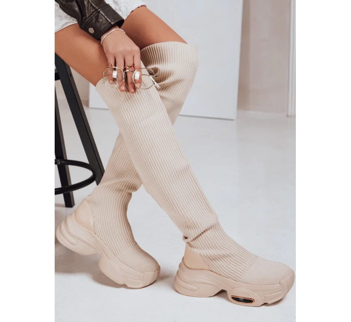 FashionStreet béžové dámské ponožkové boty ZY1322 FashionStreet béžové dámské ponožkové boty ZY1322