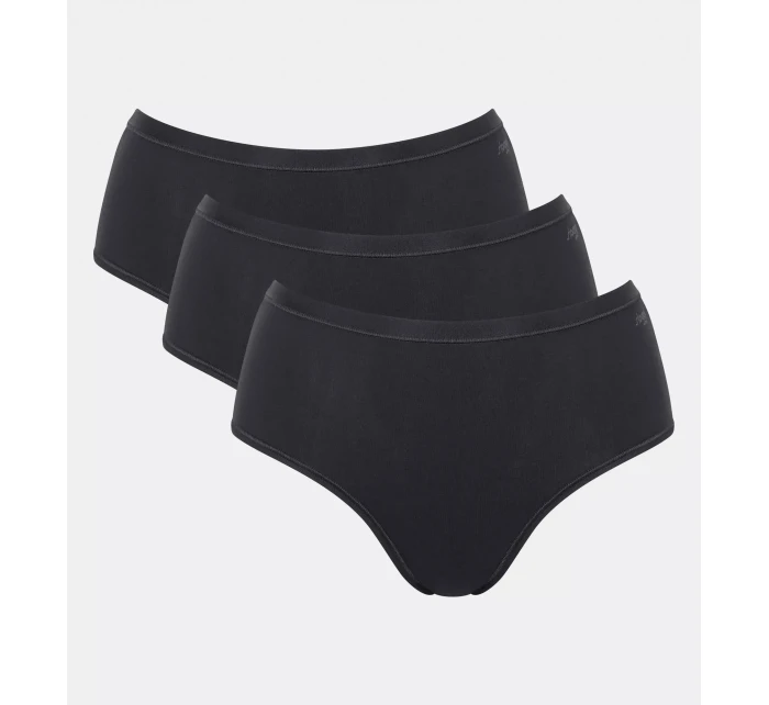 Dámské kalhotky GO Daily Cotton Midi 3P - BLACK - černé 0004 - SLOGGI Dámské kalhotky GO Daily Cotton Midi 3P - BLACK - černé 0004 - SLOGGI