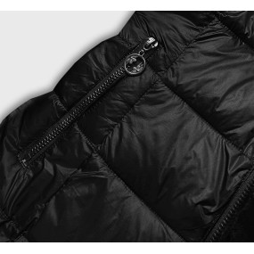 Černá oboustranná dámská bunda-kožíšek (B8052-1)