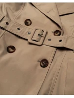 Płaszcz damski typu trencz z paskiem Goodlookin ciemny beżowy (KK60417-4#)