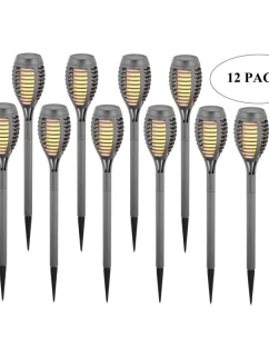 DANCING FLAMES SOLAR LAMP 12 LED SMD 7.5x7.5x46.5CM GREY - 12ks