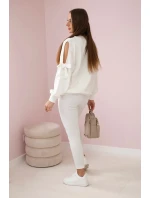 Sada mikiny s mašlí na rukávech a model 19747410 ecru - K-Fashion