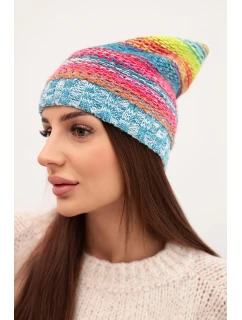 Čepice s fleecem Krystyna K207 neonově zelená+morská