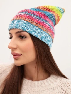 Čepice s fleecem Krystyna K207 neonově zelená+morská