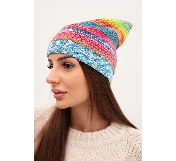 Čepice s fleecem Krystyna K207 neonově zelená+morská