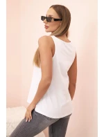 Dámská bavlněná halenka na ramínkách s květinovým potiskem bílá Dámská bavlněná halenka na ramínkách s květinovým potiskem bílá