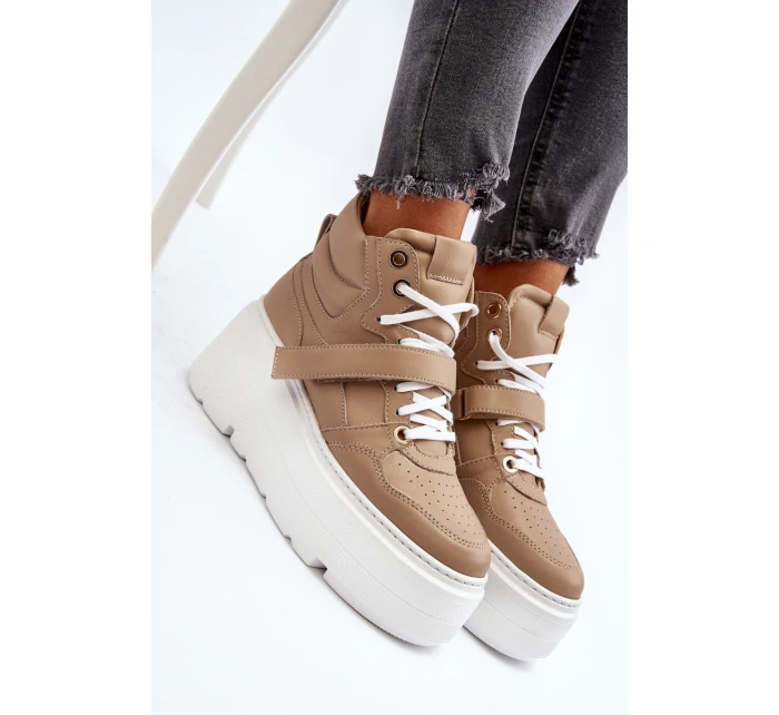 Zazoo 3450 Dámské Kožené Tenisky Beige