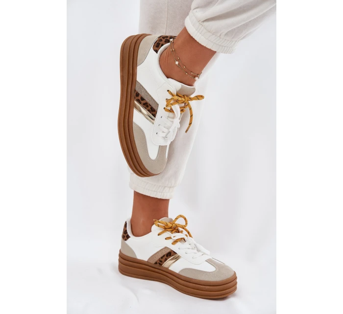 Dámské Tenisky Na Platformě S Dvojitým Šněrováním Leopardí Bílé Niteria Dámské Tenisky Na Platformě S Dvojitým Šněrováním Leopardí Bílé Niteria