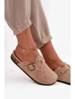 Dámské nazouváky s podšívkou s přezkou Béžové model 21715161 - Boto