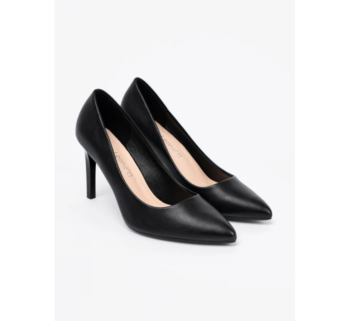 Stylové černé  lodičky dámské na jehlovém podpatku