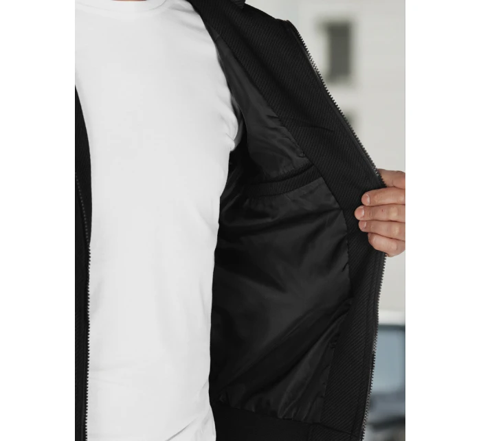 Pánská přechodná bunda s kapucí černá FashionStreet TX5016 Pánská přechodná bunda s kapucí černá FashionStreet TX5016