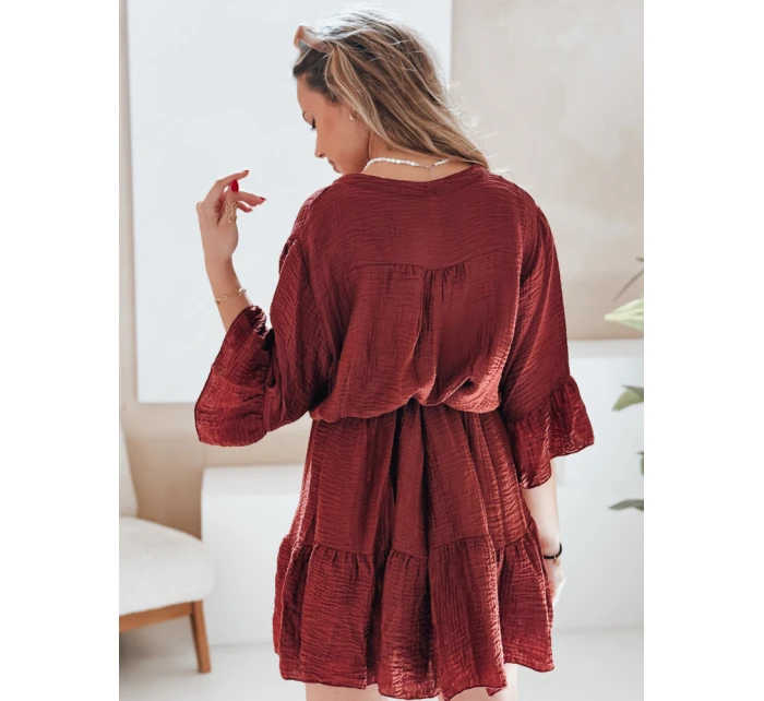 Letní mušelínové šaty LYVONNE vínové FashionStreet EY2614