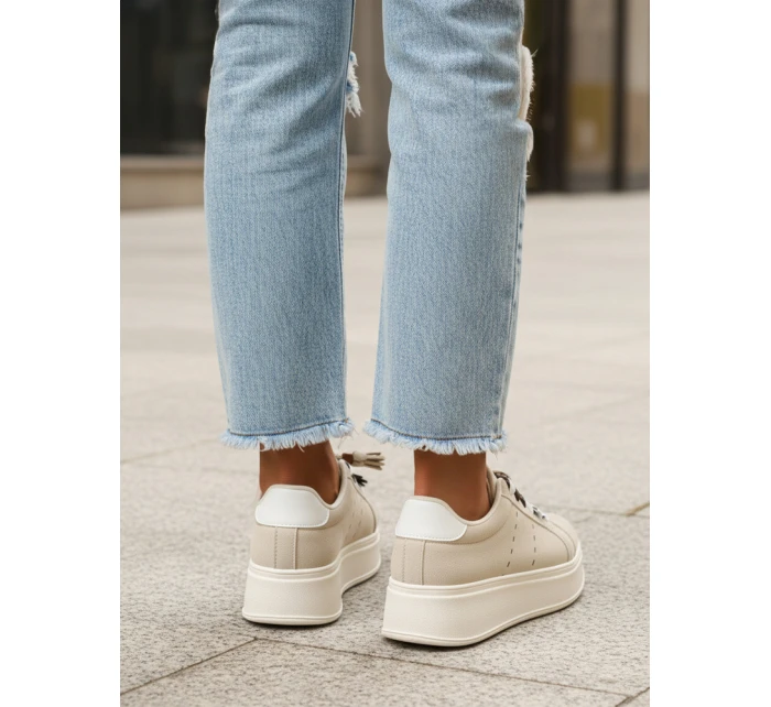Dámské tenisky na platformě light beige FashionStreet ZY1420