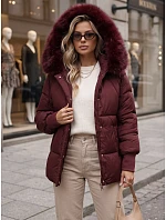 Dámská zimní prošívaná bunda s kapucí, vínová, FashionStreet TY6003 Dámská zimní prošívaná bunda s kapucí, vínová, FashionStreet TY6003
