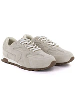 Dámské semišové kožené polobotky béžové model 22068880 - VINCEZA