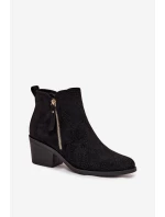 Dámské kovbojky na podpatku model 21713530 Černé - S.Barski Dámské kovbojky na podpatku model 21713530 Černé - S.Barski