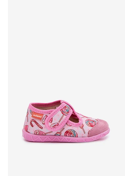 Dětské pantofle Milami na suchý zip Růžové Jasimrra
