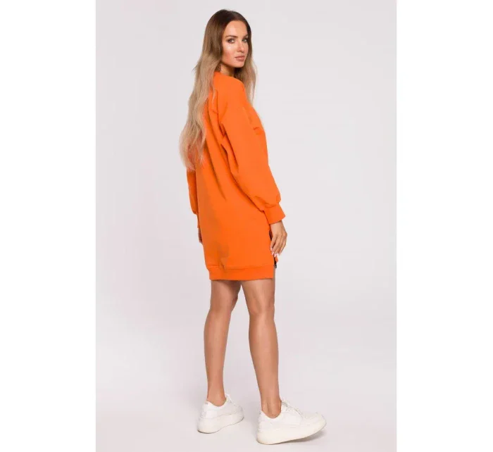 model 18004078 Svetrová tunika se zipy oranžová - Moe model 18004078 Svetrová tunika se zipy oranžová - Moe