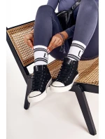 Dámské vysoké klasické tenisky Big Star - černé Dámské vysoké klasické tenisky Big Star - černé