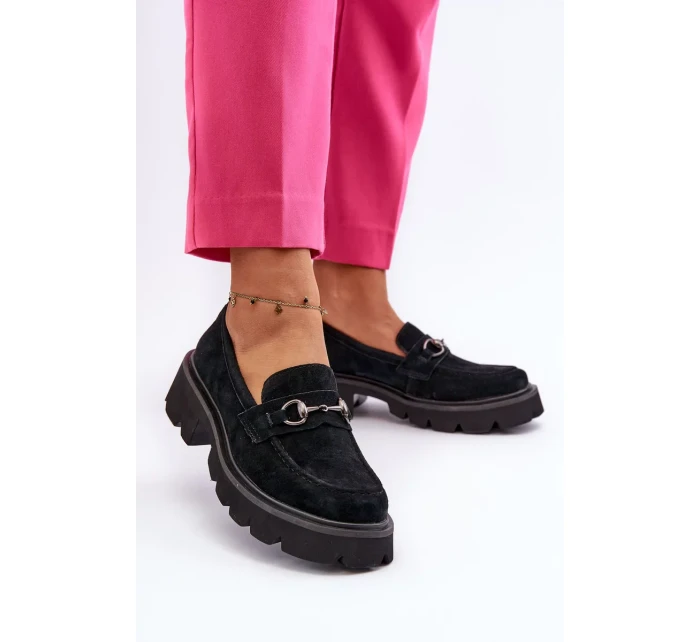 Robustní dámské semišové mokasíny Černá Neloria Robustní dámské semišové mokasíny Černá Neloria