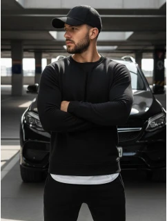 Pánská mikina bez kapuce černá BX2416