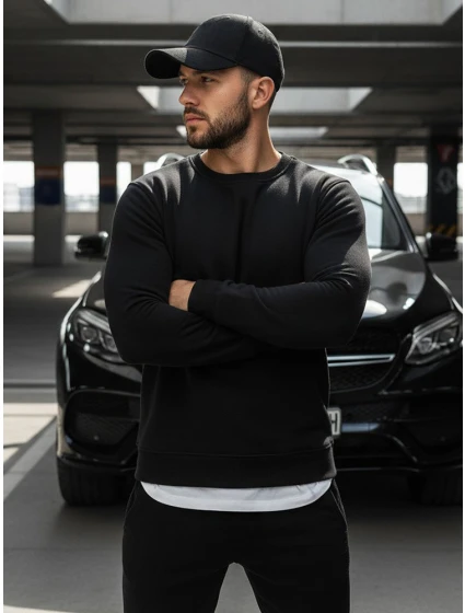 Pánská mikina bez kapuce černá BX2416 Pánská mikina bez kapuce černá BX2416