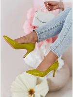 Dámské jehlové boty CRANTIK na podpatku zelené FashionStreet ZY0747