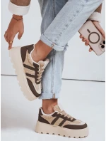 Dámské tenisky s kožešinou na platformě hnědé Dstreet model 21992242 - FashionStreet
