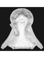Krátká bílá bunda s kožešinovou podšívkou S'West (B8506-26) Krátká bílá bunda s kožešinovou podšívkou S'West (B8506-26)