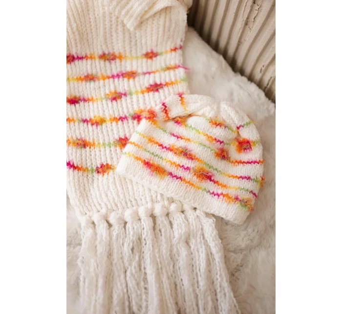 Dámská souprava se šátkem Anika K304 ecru+orange Dámská souprava se šátkem Anika K304 ecru+orange