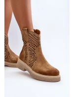 Dámské nízké kozačky z semiše s podrážkou Bežové model 21652391 - Zazoo