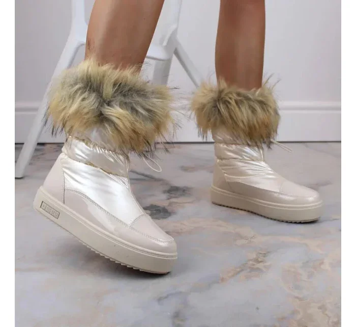 Dámské sněhule INT1924B sněhule na platformě z umělé kožešiny MM274380 Světle béžová - Big Star