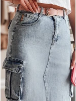 CARGOMIDI modrá midi džínová sukně FashionStreet CY0490