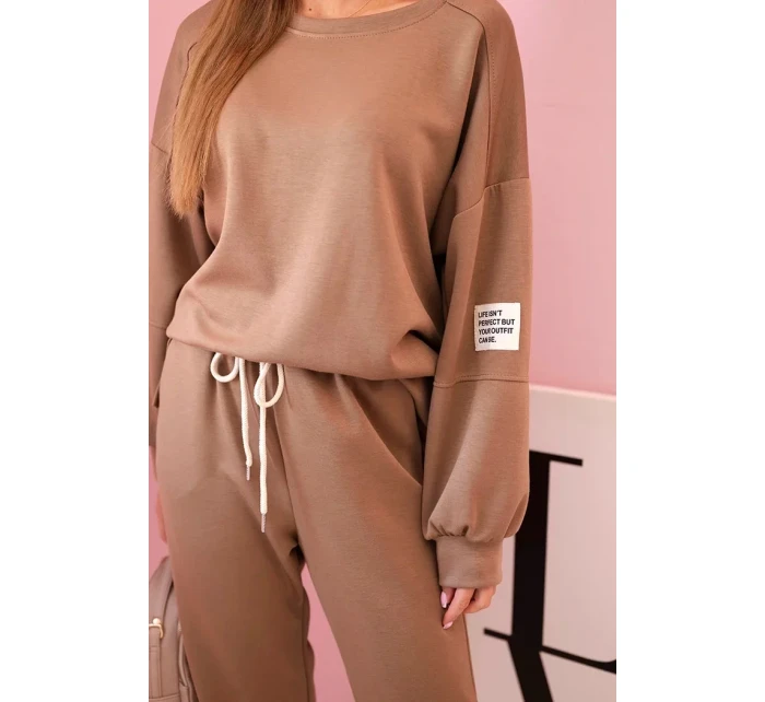 Komplet teplákové + kalhoty máslová látka velbloud Komplet teplákové + kalhoty máslová látka velbloud